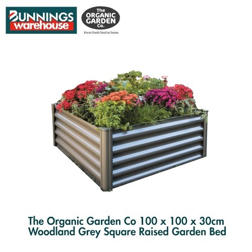 Bunnings The Organic Garden Co #3318229 100 x 100 x 30cm Woodland Grey Square Raised Garden Bed